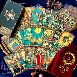 Tarot Deck Borderless Vintage ,Waterprooof Plastic Tarot Cards 78 Witchy Gift Set with Guidebook,Classic Beginner Future Telling ,Oracl deck