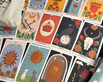 Tarot Deck Moon Magic,Tarot Cards 78 Eco Linen Cardboard Gift Set with Guidebook,Box,Cloth&Bag Classic Beginner Future Telling Divination