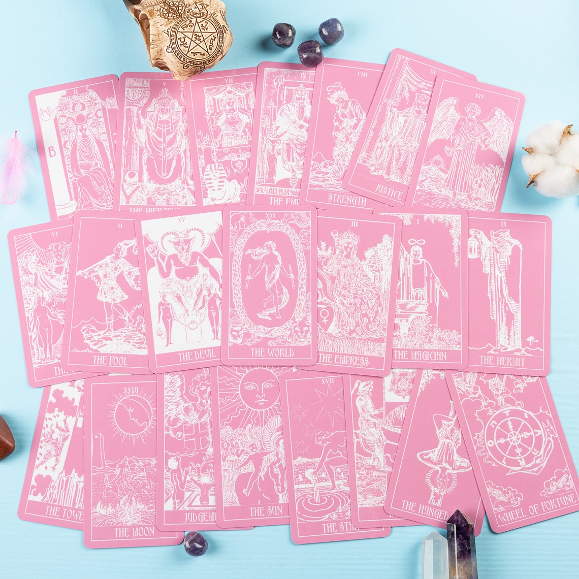 Tarot Deck Cards Plastic The Rider Waite Pink Tarot Etsy