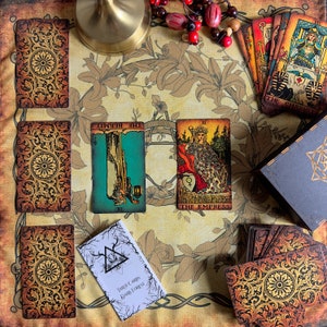 Tarot Deck Borderless Vintage,Tarot Cards 78 Eco Linen Cardboard Gift Set with Guidebook,Box,Cloth&Bag Classic Beginner Future Telling