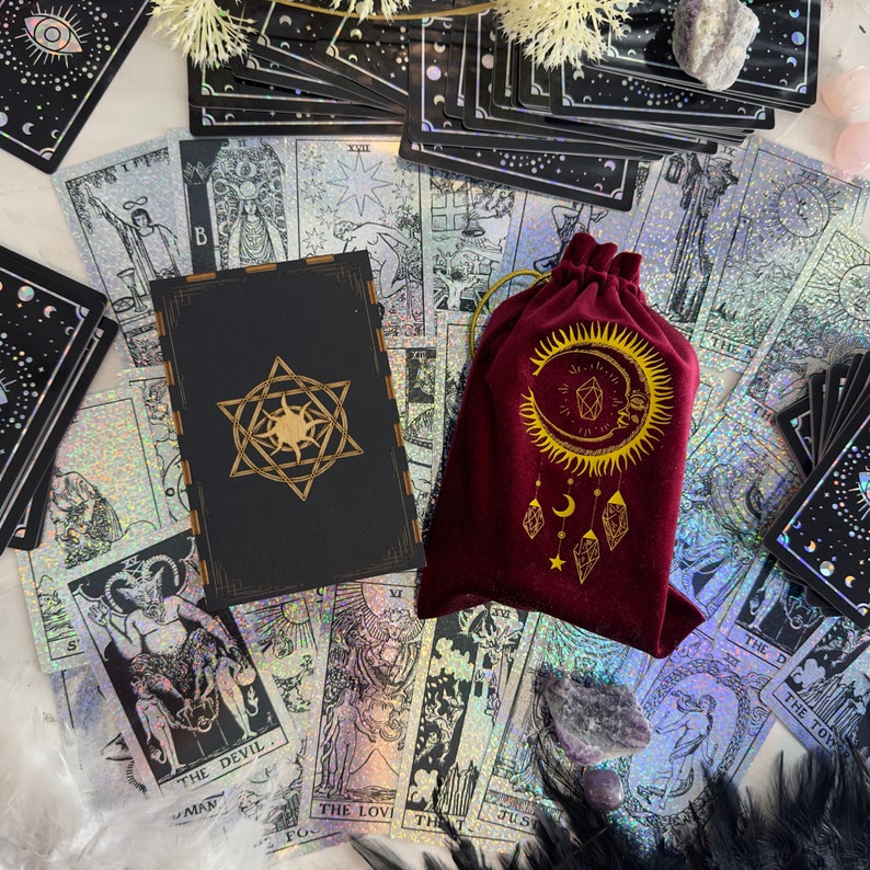 Tarot Cards Deck Holographic Foil Crystal tarot 78cards Etsy