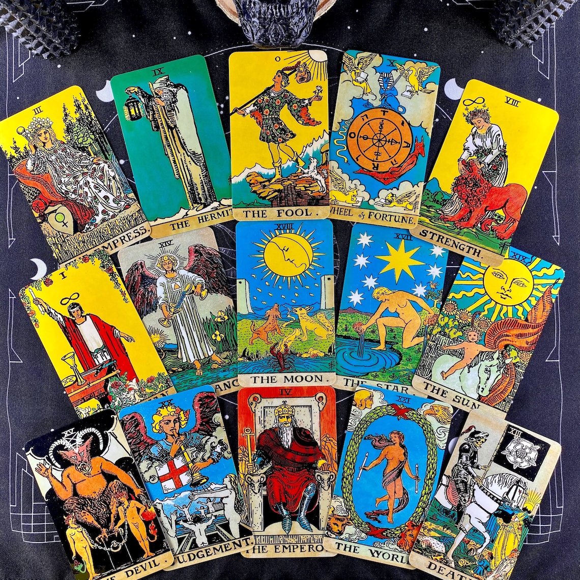 Tarot Deck The Rider Waite Borderless deck with Guidebook and Etsy