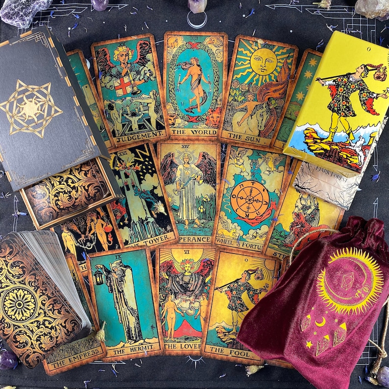 Tarot Deck Vintage plastic Tarot Cards 78 Gift Set With Etsy