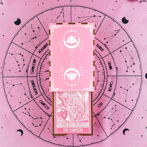 Boîte à cartes Tarot rose en bois