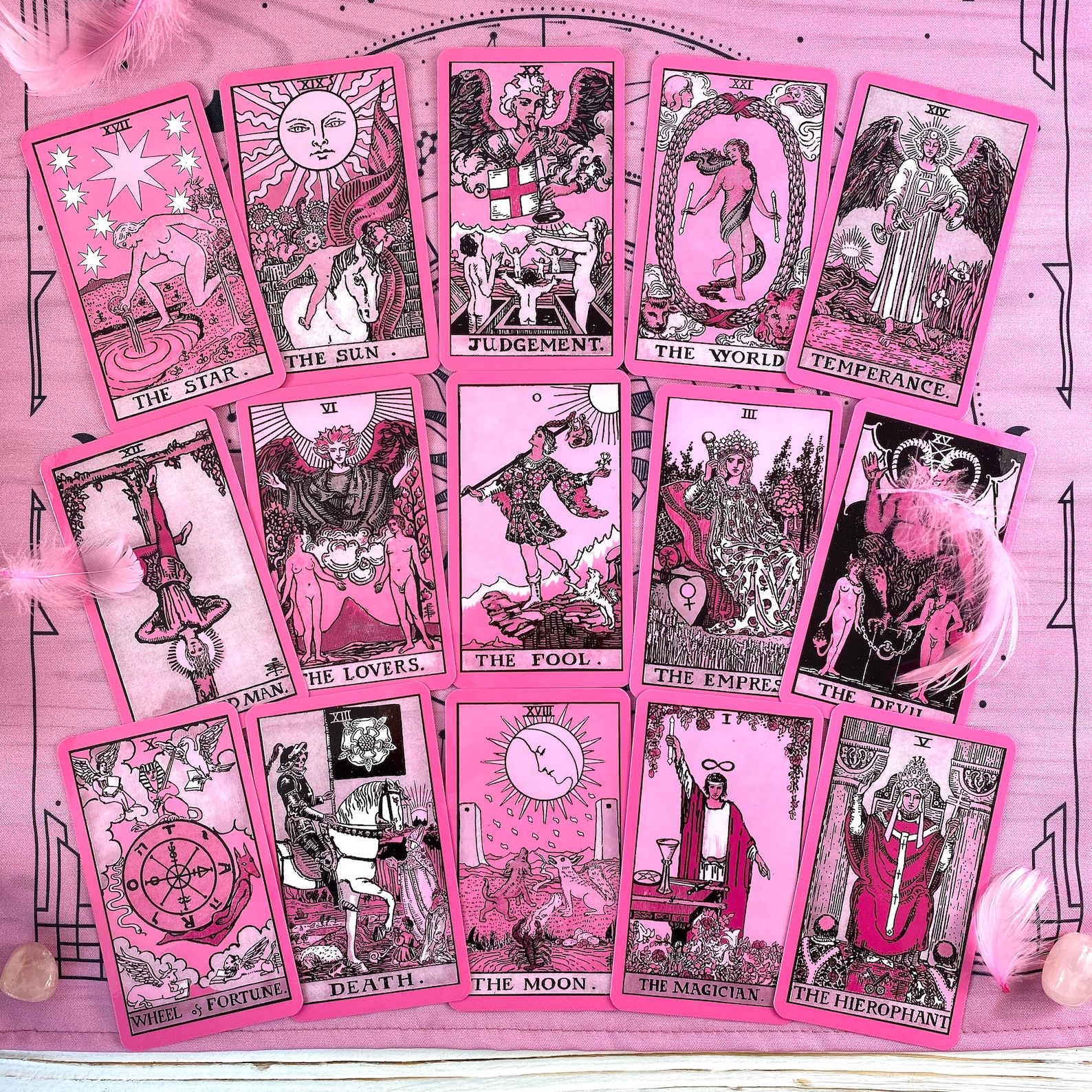 Tarot Deck Pink Vintageplastic Tarot Cards 78 Witchygift Set Etsy