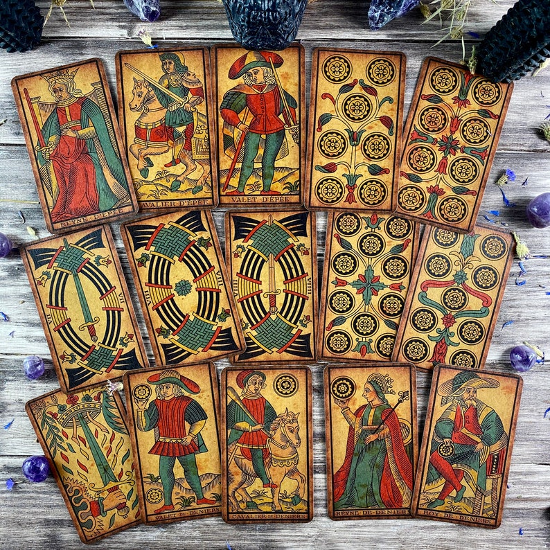 Tarot Deck De Marseille Vintage Tarot Cards 78 Gift Set With Etsy