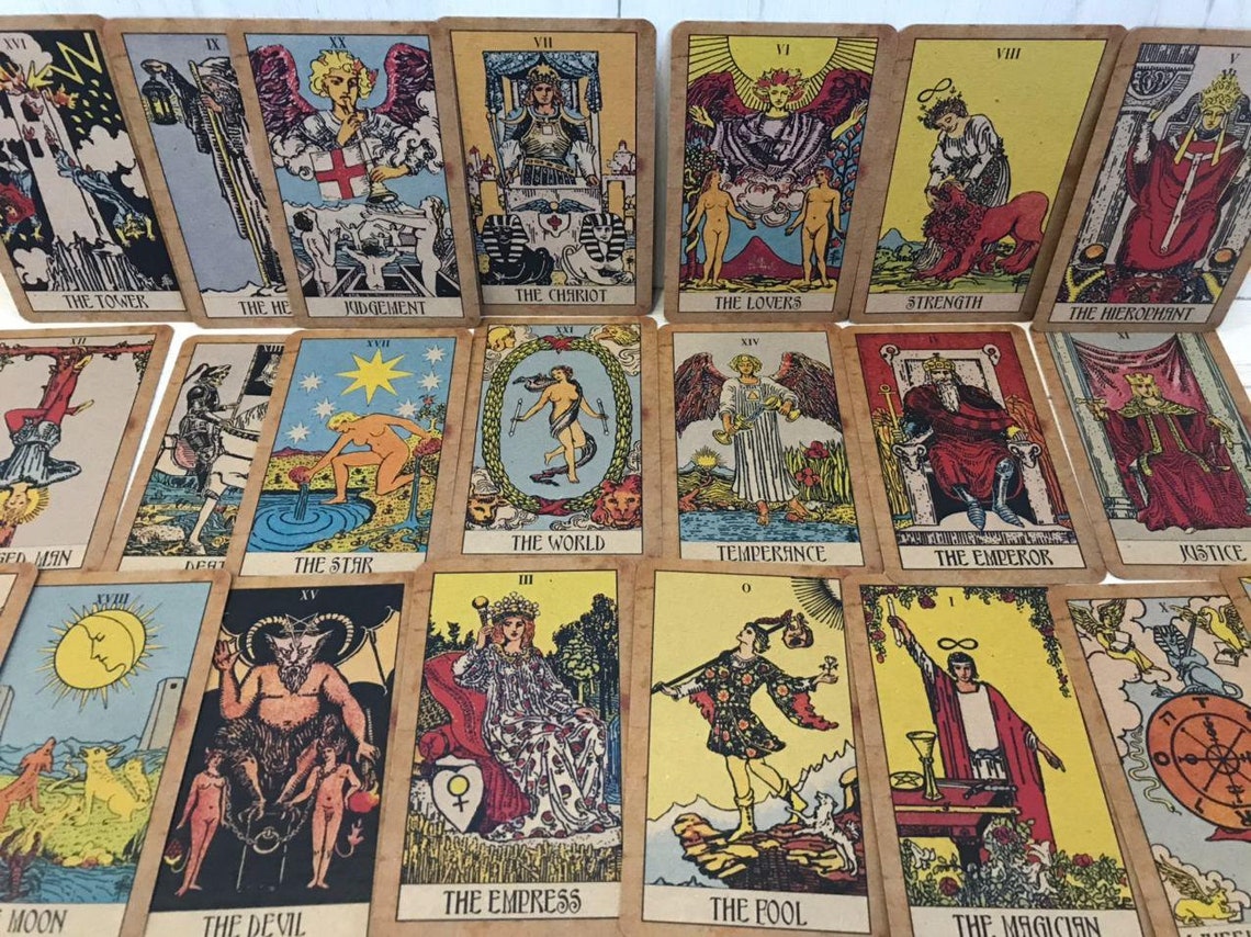 Tarot Cards Deck Vintage Rider Waite in Color Professional Etsy
