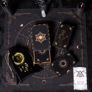 Tarot Deck Gold Sunlight,Pre-orderPlastic Tarot Cards 78Gift Set with Guidebook,Box,Cloth&Bag Classic Beginner Future Telling Divination