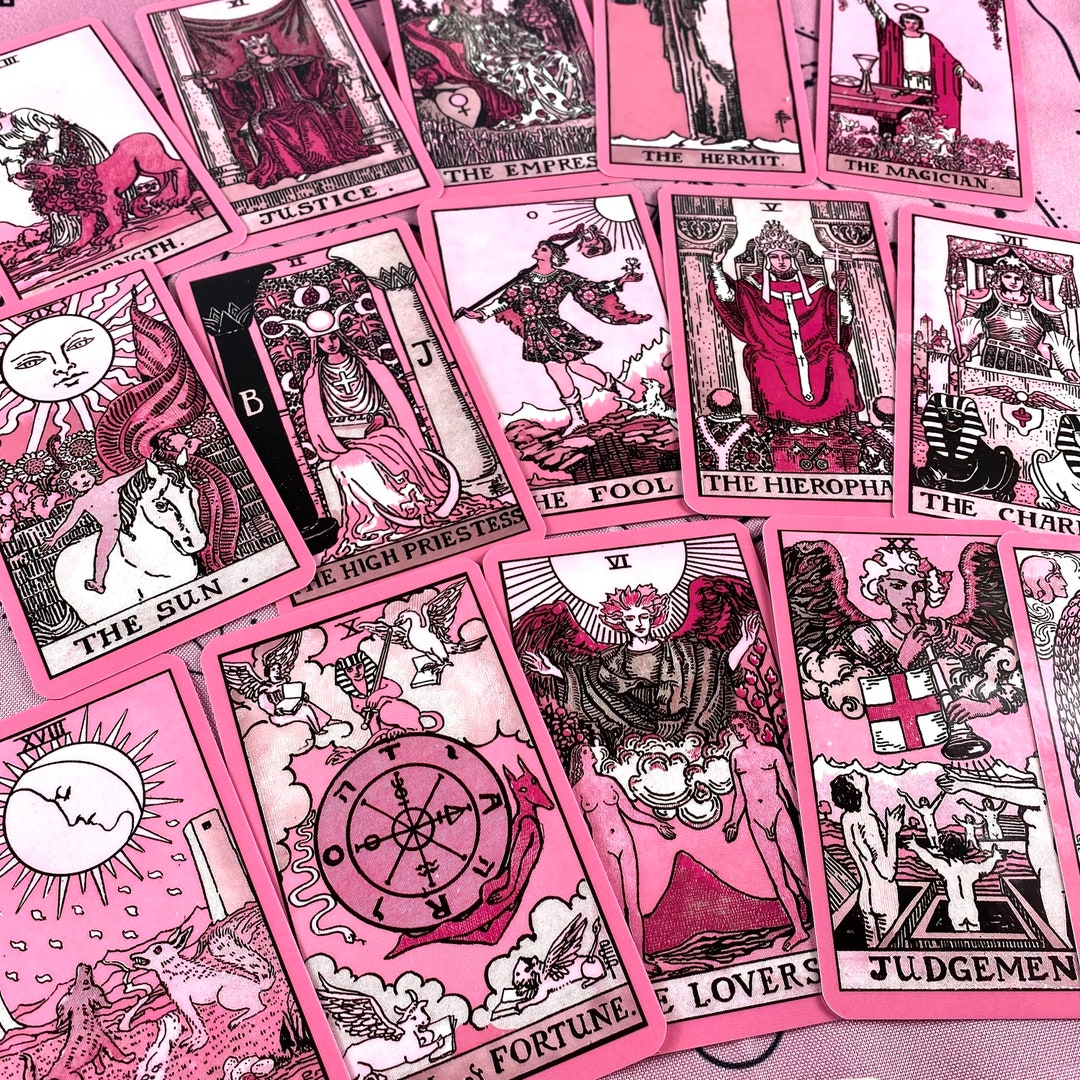 Tarot Deck Pink Vintageplastic Tarot Cards 78 Witchygift picture