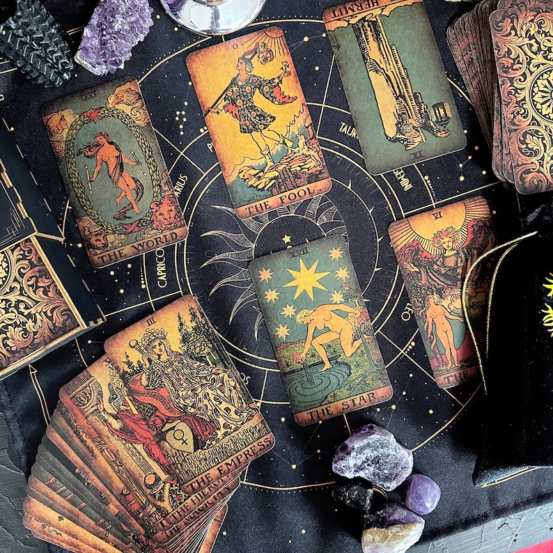 Tarot Deck Borderless Vintage Tarot cards with Guidebook image 1