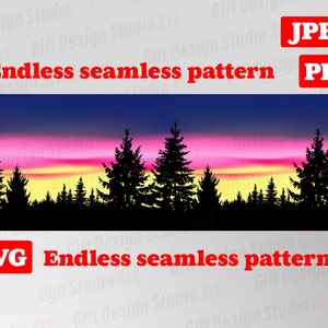 PINE TREES banner - Sublimation transfers - Northern lights svg - Ready to press - Sunset landscape - Northern lights - Tree Forest Graphic.