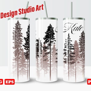 Personalized Tumbler 20oz Skinny Design Wrap/Pine trees/Coniferous forest/Seamless/Download PNG, SVG, EPS Digital Template/Instant download