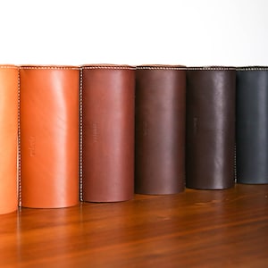 Leather Tissue Canister Cover : Tan / Cognac / Peacon / Mocha / Expresso / Slate / Black