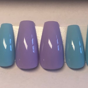 Turquoise and blue water color press on nails