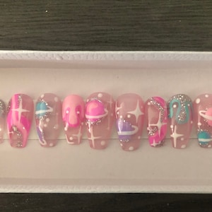 Jelly translucent Cosmos press on nails