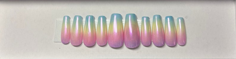 Unicorn rainbow press on nails image 1