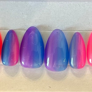 Rainbow ombré jelly press on nails