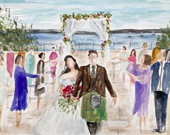 deposit LIVE UK WEDDING artist , uk event artist, event illustrator , wedding painter , full watercolour painting