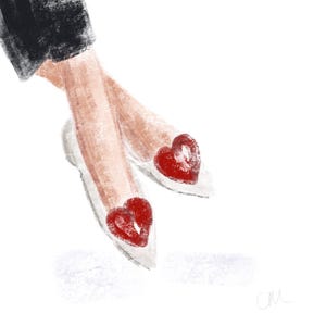 rote Schuhe Kunstkarte , GRUSSKARTE