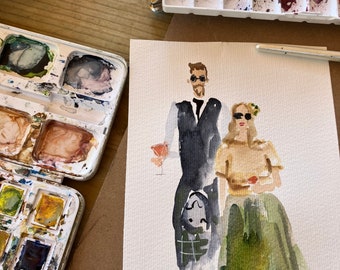 WEDDING GUEST PORTRAITS  , uk event artist, event illustrator , wedding painter , guest portraits