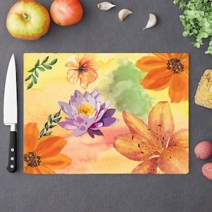 Watercolor Glass Cutting Board Sublimation PNG | Sublimation Design | Glass Cutting Board Bundle | 300 DPI Design | Instant Download