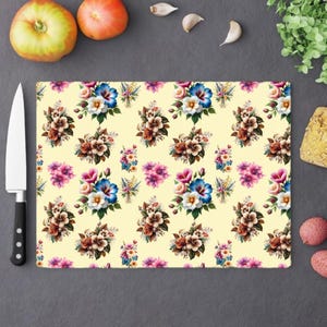 Botanical Decor Glass Cutting Board Sublimation PNG | Sublimation Design | Glass Cutting Board Bundle | 300 DPI Design| Instant Download