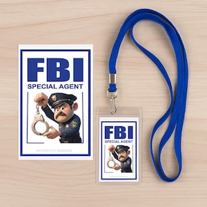 FBI Badge Kostüm Prop – Laminierte ID Karten mit Lanyard | Realistisches FBI Spezialagent Abzeichen für Kinder/Erwachsene | Halloween Cosplay / Rollenspiel