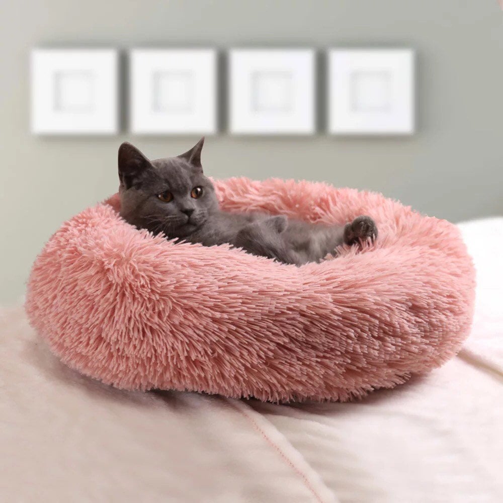 50cm Suit 5kg, Dark Grey JCT Dog Bed Soft Cat Bed 50cm Plush Cat Calming Bed Fluffy Pet Nest for Small Medium Large Pet,Winter Warm Faux Fur Kennel Puppy Sofa,Anti-Slip Bottom Machine Washable 