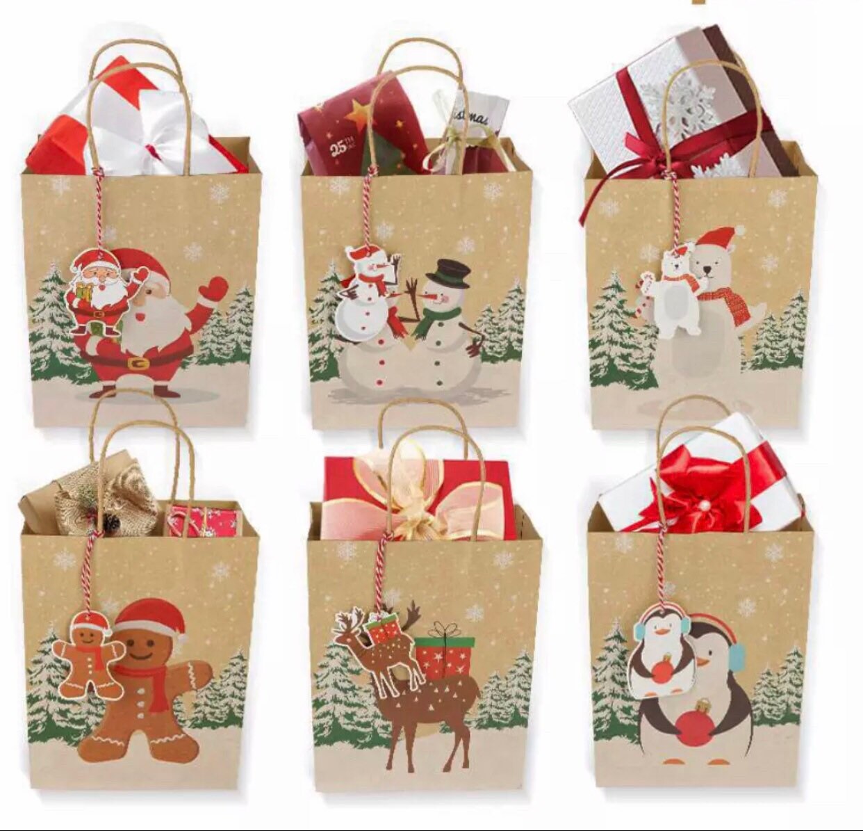 6/12pcs Christmas Gift Bags Small Christmas Natural Etsy