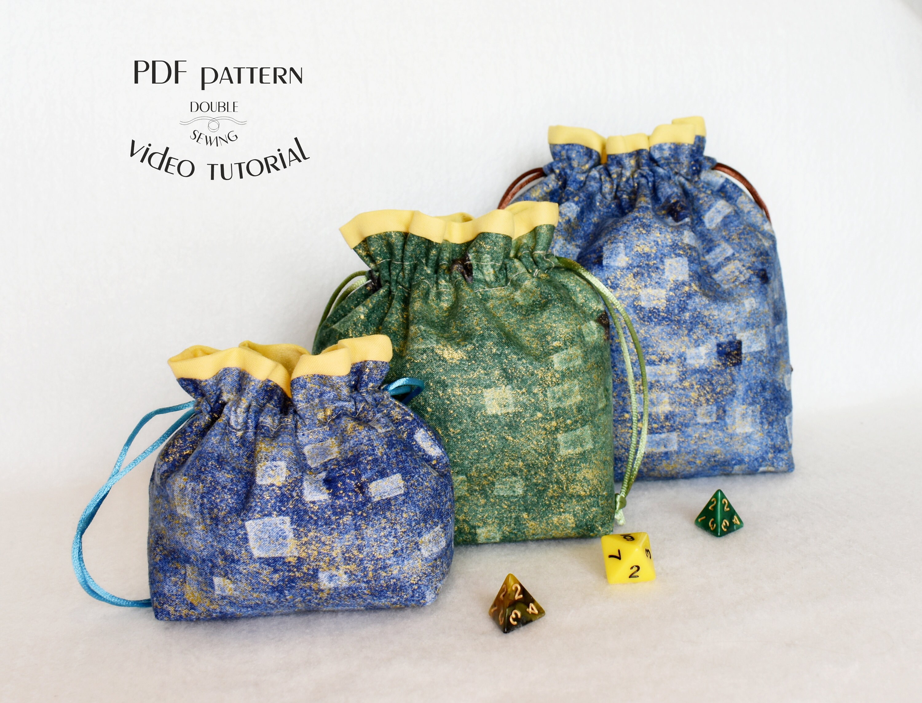 Dice bag Drawstring pouch Bag pattern PDF Sewing pattern Etsy