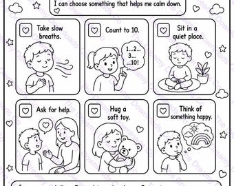 Calm Down Plan Worksheet Kids Coping Skills SEL Printable Emotional Regulation Activity