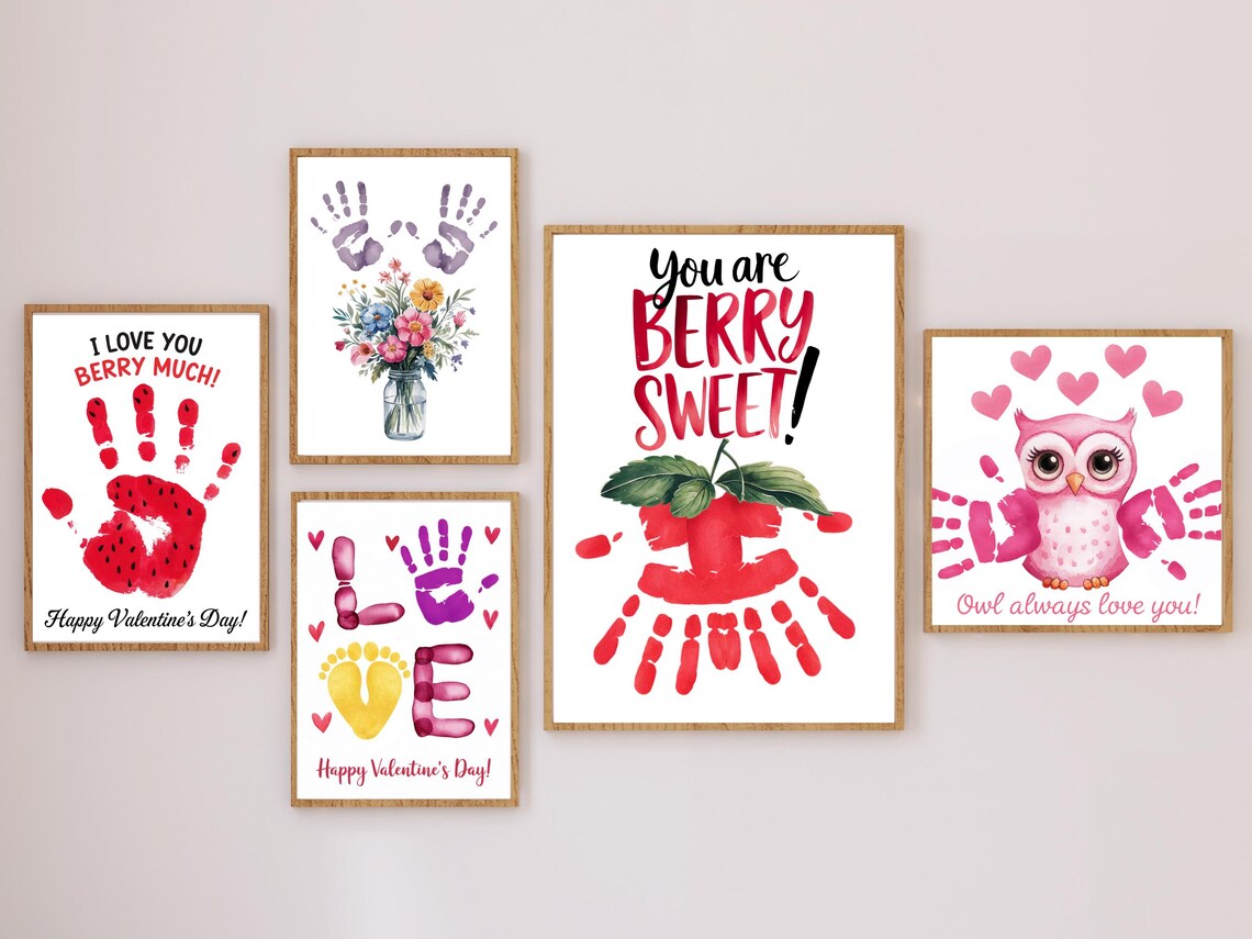 Valentines Day Handprint Art Template Bundle | DIY Kids Love Activity ...