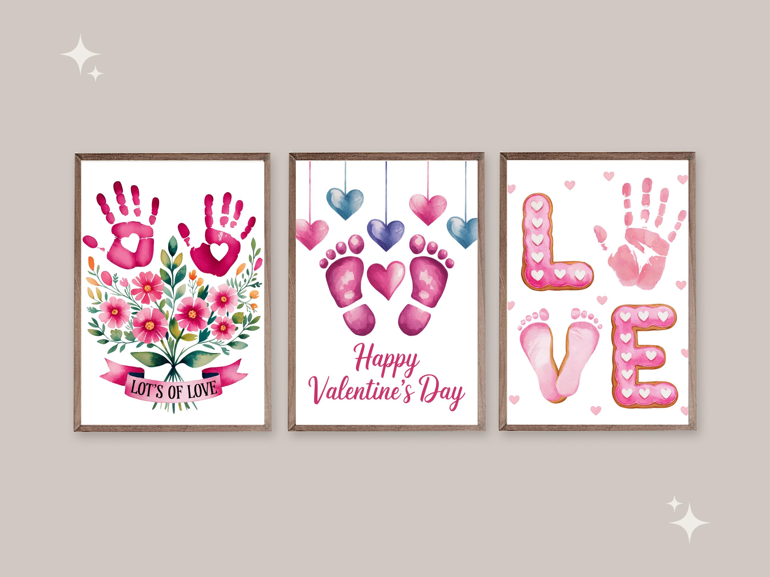 Valentines Day Handprint Art Template Bundle | DIY Kids Love Activity ...