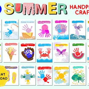 Summer Handprint Craft | Sea Animals Handprint Art | Kids Daycare Activity | Summer Craft Classroom Pre K | Summer Art for Kids | Printable
