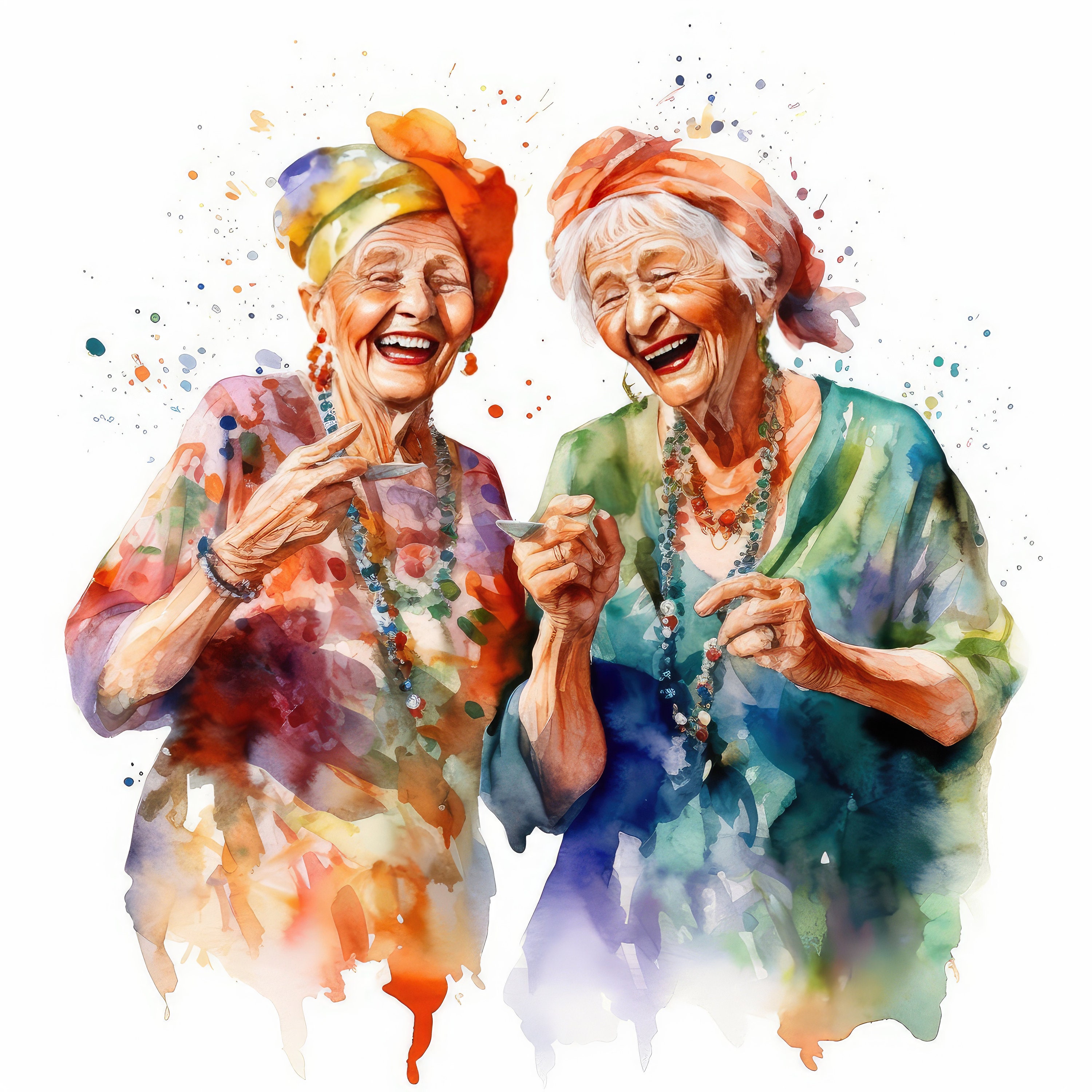Older People Clipart Bundle Watercolor JPG Image Pack - Etsy