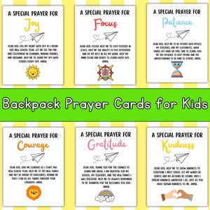 Segen der Rucksack-Tags für den ersten Tag zurück in die Kirche, Kinder Sonntagsschule Gebetskarten, Christian Bless this Back Pack Printable