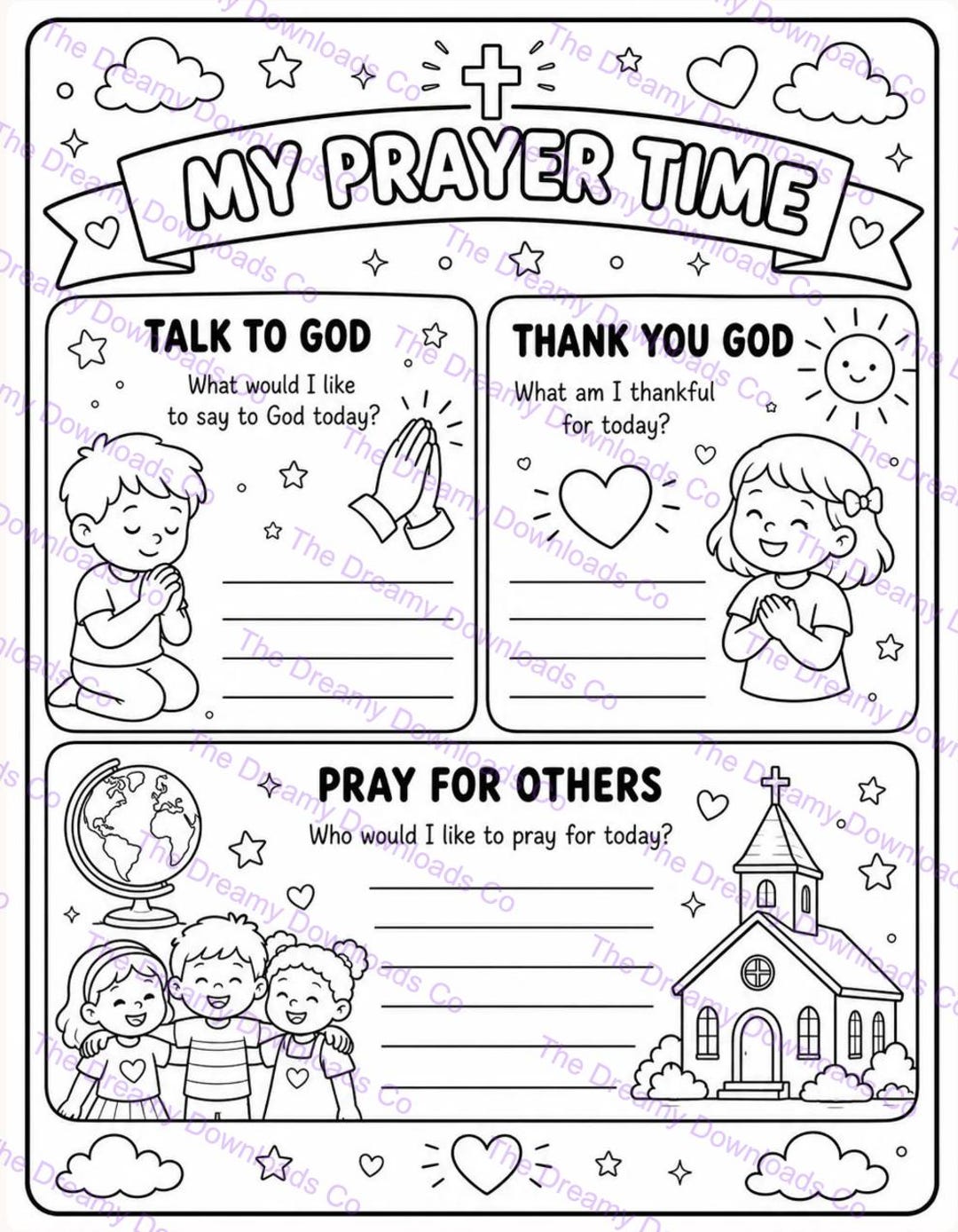 Prayer Worksheet for Kids | Christian Prayer Reflection Printable