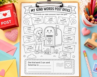 Kind Words Post Office Printable Worksheet for Kids Speaking Choices