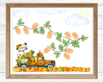 Fall Thumbprint Fingerprint Art for Kids | Pumpkin Patch Craft | Baby Toddler DIY Template | Thanksgiving Daycare  (Digital Download)