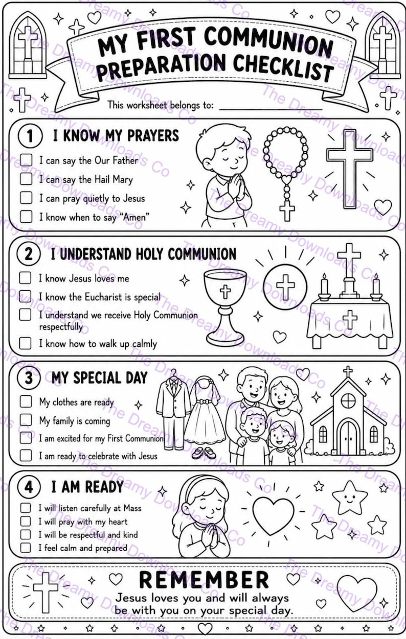 First Communion Preparation Checklist for Kids | Catholic Printable ...