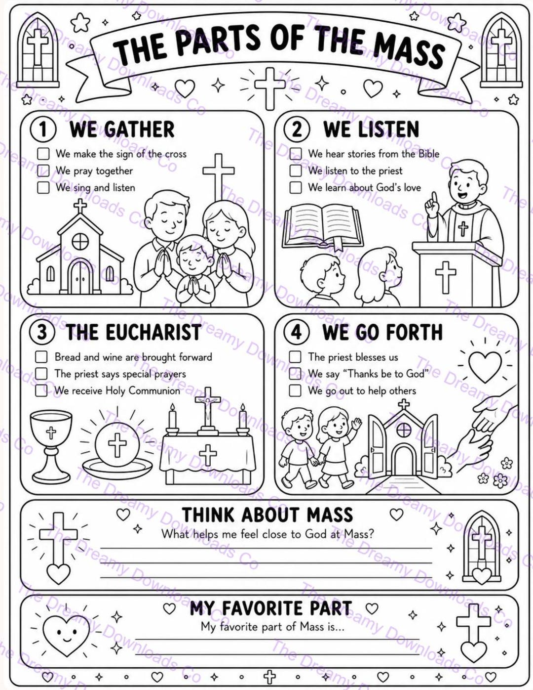 Parts of the Mass Worksheet for Kids | Catholic Mass Printable Activity ...