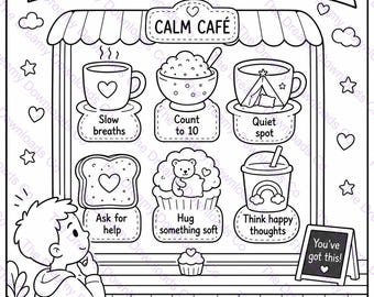 Calm Down Menu Worksheet Kids Coping Skills SEL Printable Emotional Regulation Activity