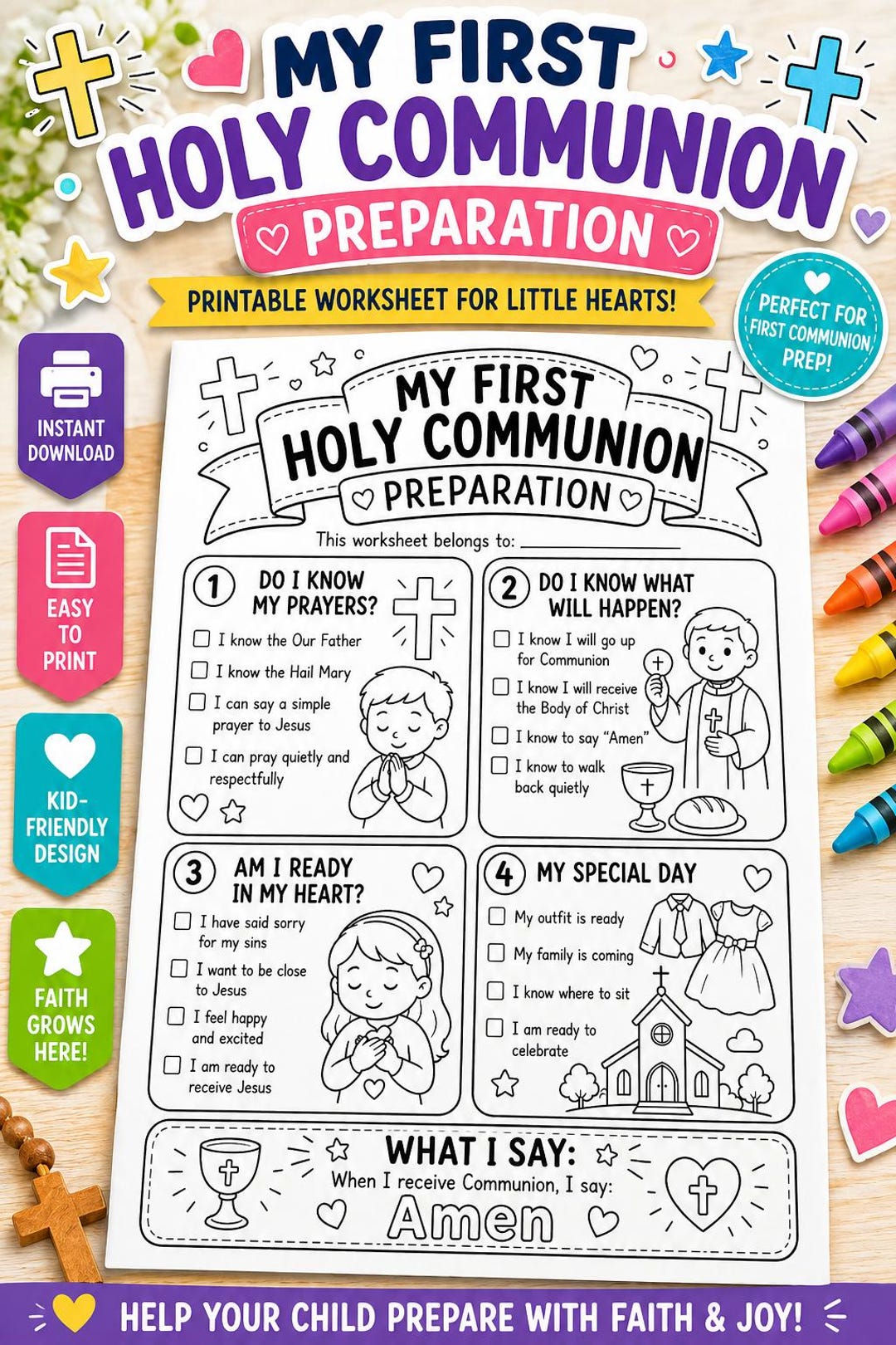 What Happens at Communion Worksheet | Catholic Kids Guide Printable ...