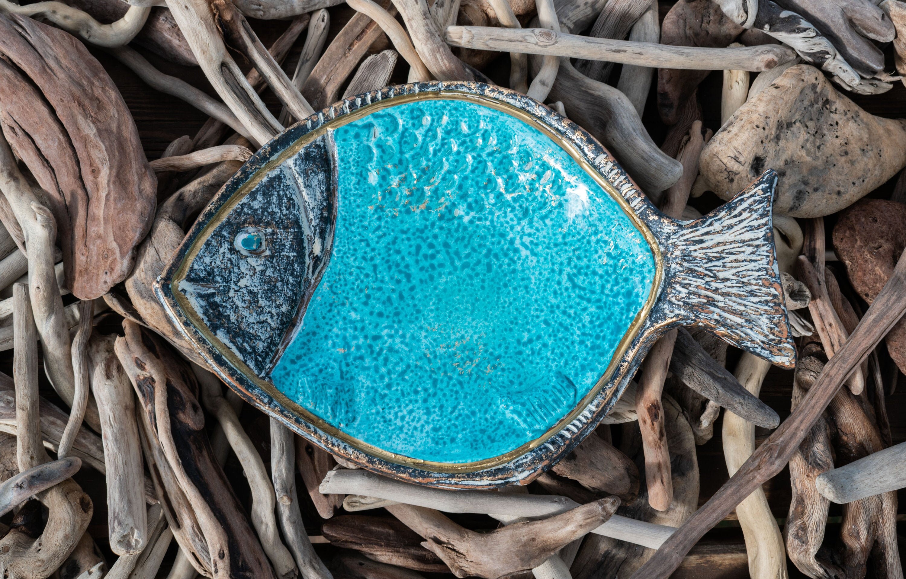 Ceramic handmade fish plate in 3 colours table decor gift Etsy