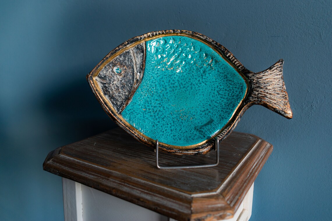 Ceramic handmade fish plate in 3 colours table decor gift Etsy