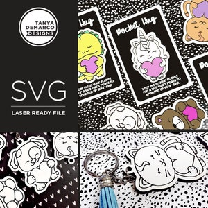 SVG FILE, Laser Cut File, Valentine Cut File, Keychain Cut File, Cute Keychain Gift, Wooden pocket hugs, cute animal svg files