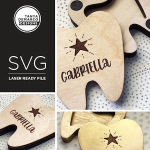 Plotterdatei, Laser Cut File, Zahnfee Plotterdatei, Kreuz Tags, Zahnfee Geschenk, Holzschnitt