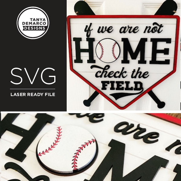 SVG FILE, Laser Cut File, Baseball Cut File, Baseball Gift, Front Door Sign, Door Sign File