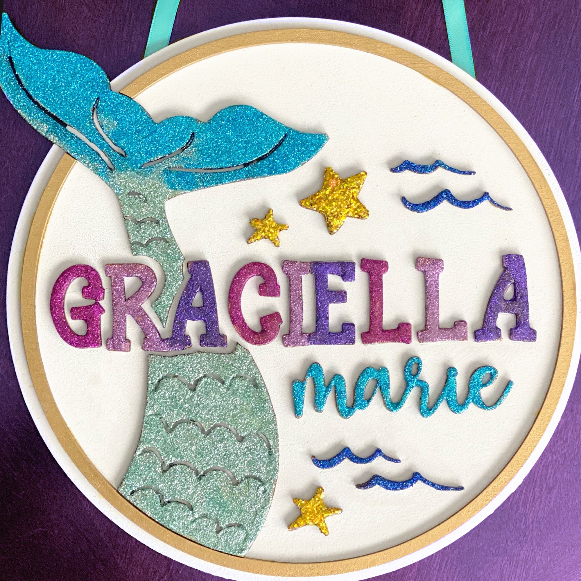 Mermaid Door Hanger SVG File: Laser Cut Girl's Sign - Etsy