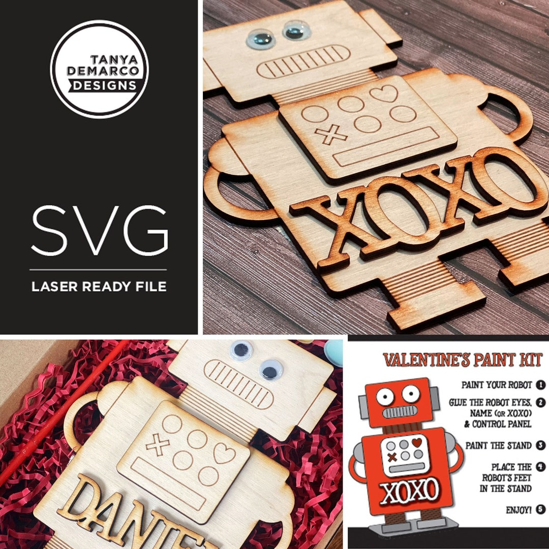 Robot Valentine Paint Kit SVG File: Laser Cut File - Etsy